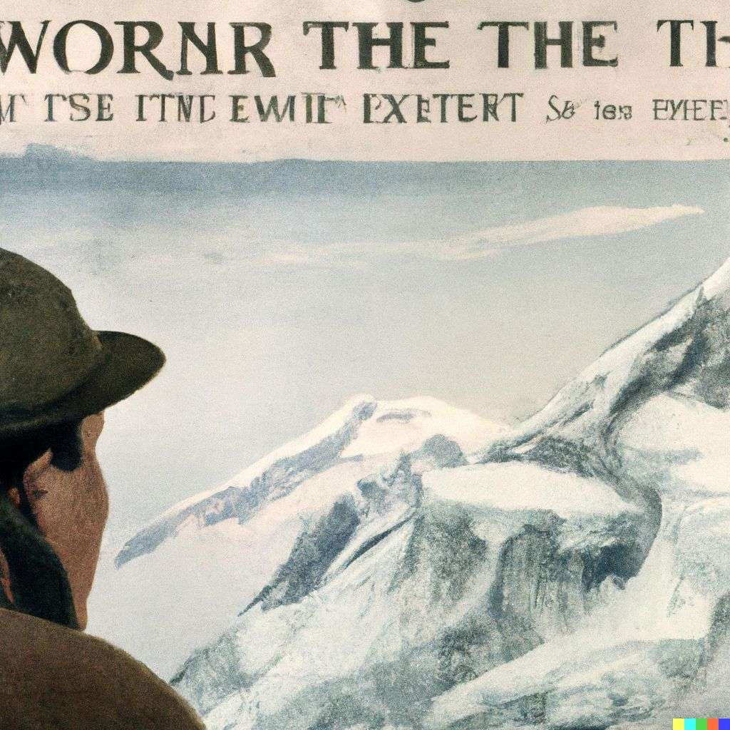 someone gazing at Mount Everest, front page of The New York Times, 1980